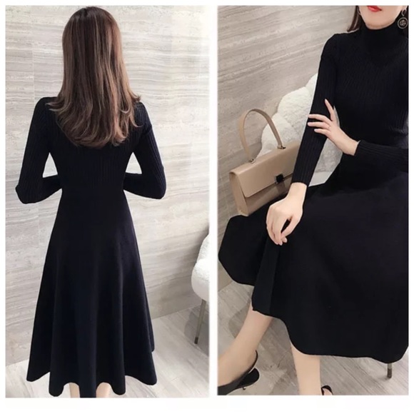 🌺 The Aryann Knit Fit & Flare Turtleneck Dress - Picture 3 of 7
